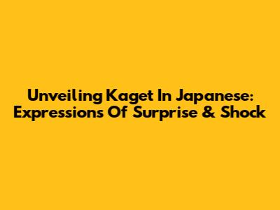 Unveiling 'Kaget' In Japanese: Expressions Of Surprise & Shock