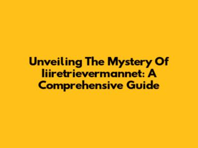 Unveiling The Mystery Of Iiiretrievermannet: A Comprehensive Guide