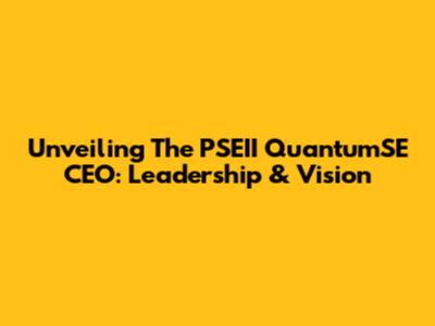 Unveiling The PSEII QuantumSE CEO: Leadership & Vision
