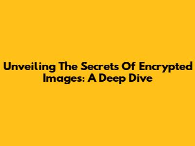 Unveiling The Secrets Of Encrypted Images: A Deep Dive