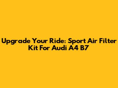Upgrade Your Ride: Sport Air Filter Kit For Audi A4 B7