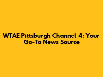 WTAE Pittsburgh Channel 4: Your Go-To News Source