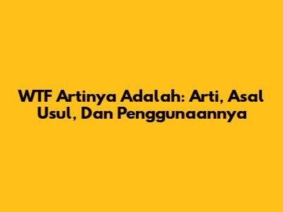 WTF Artinya Adalah: Arti, Asal Usul, Dan Penggunaannya