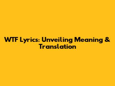WTF Lyrics: Unveiling Meaning & Translation