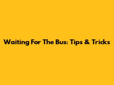 Waiting For The Bus: Tips & Tricks