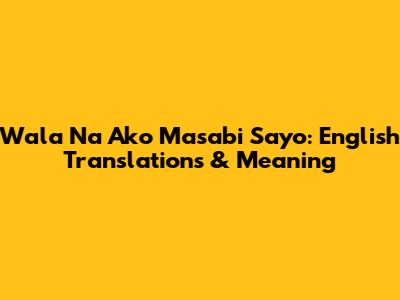 Wala Na Ako Masabi Sayo: English Translations & Meaning