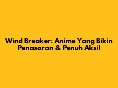 Wind Breaker: Anime Yang Bikin Penasaran & Penuh Aksi!