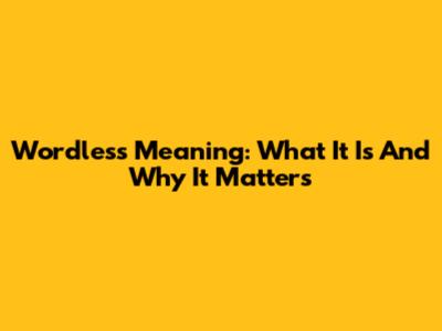 Wordless Meaning: What It Is And Why It Matters