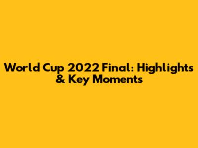 World Cup 2022 Final: Highlights & Key Moments