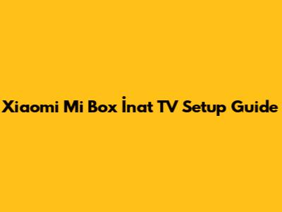 Xiaomi Mi Box İnat TV Setup Guide