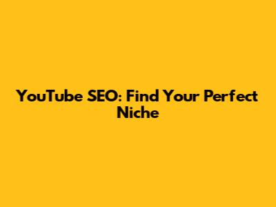YouTube SEO: Find Your Perfect Niche