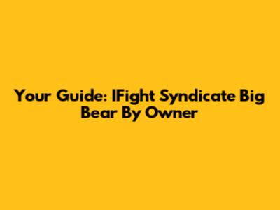 Your Guide: IFight Syndicate Big Bear By Owner