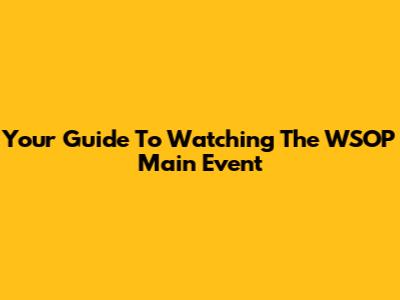 Your Guide To Watching The WSOP Main Event