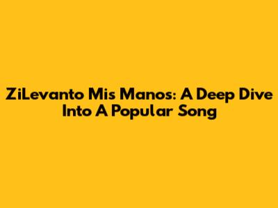 ZiLevanto Mis Manos: A Deep Dive Into A Popular Song